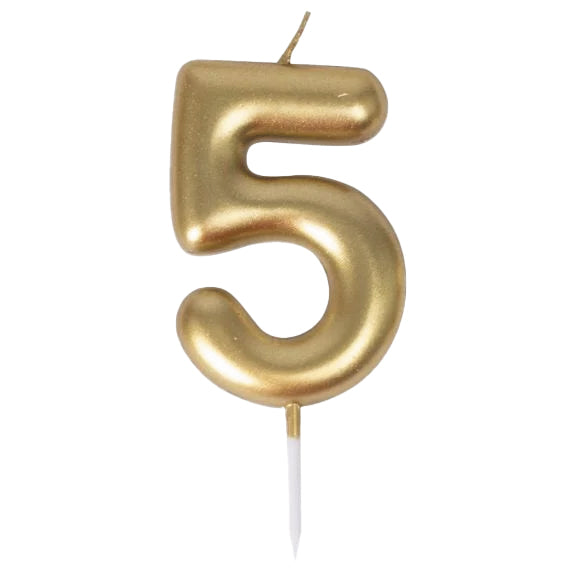 Bougie chiffre 5 doree 1