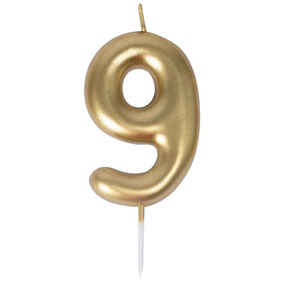 Bougie chiffre 9 doree 1
