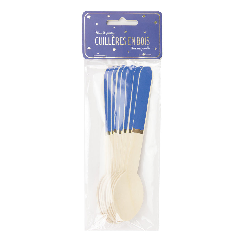 PETITES CUILLERES EN BOIS BLEU MAJORELLE X 8