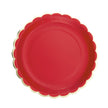 ASSIETTES FESTONNEES 23CM ROUGES ET OR X 8