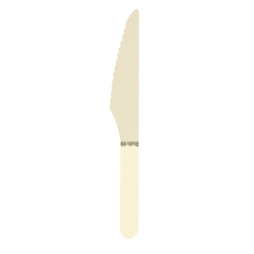 PETITS COUTEAUX EN BOIS JAUNE PASTEL X 8