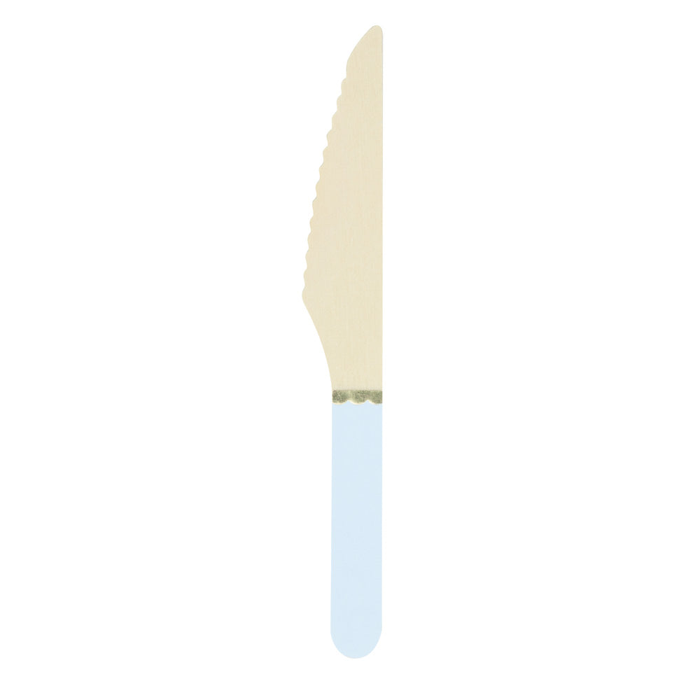 PETITS COUTEAUX EN BOIS BLEU PASTEL X 8