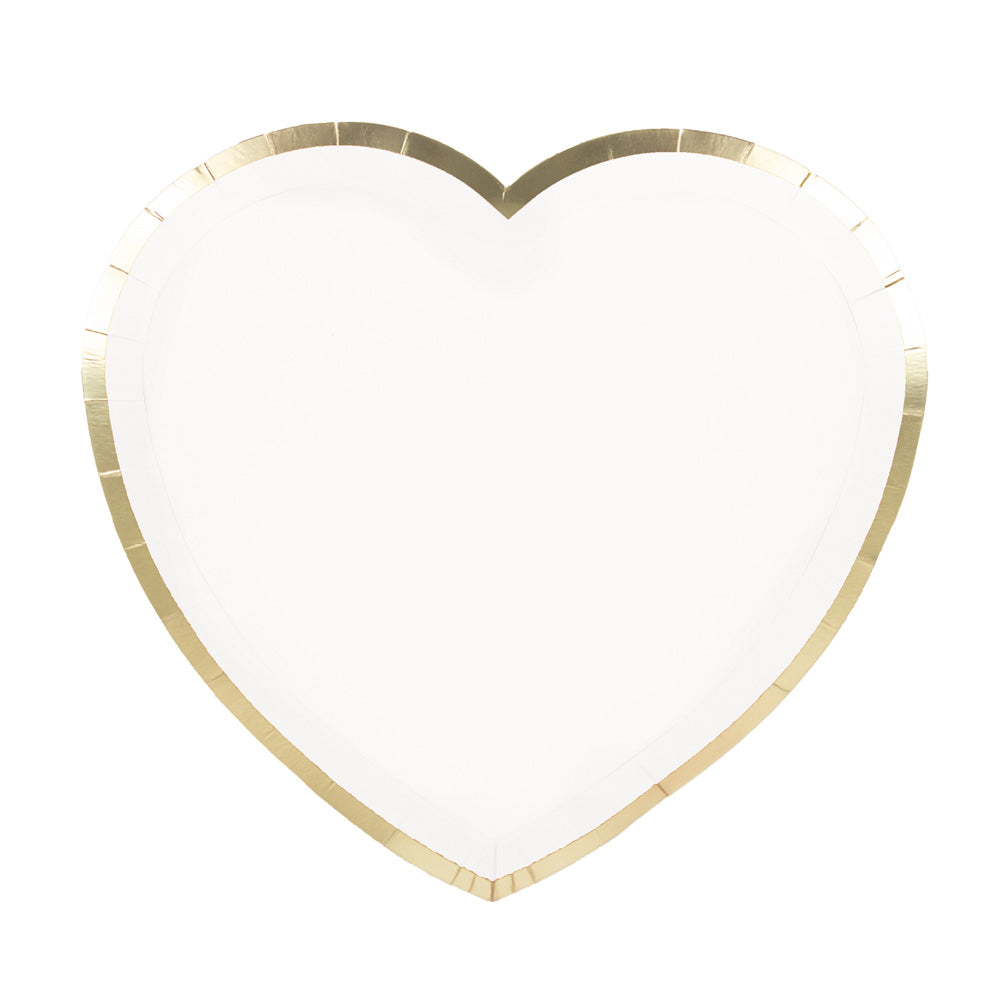 Assiettes coeur blanches et or 19cm  x 8