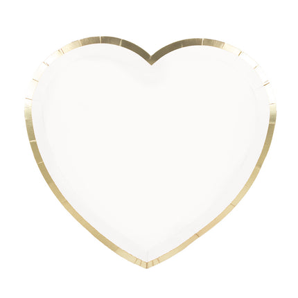 Assiettes coeur blanches et or 19cm  x 8