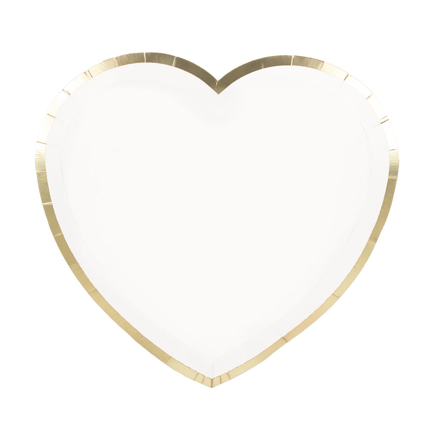 Assiettes coeur blanches et or 19cm  x 8