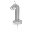 Bougie chiffre 1 argentee 1