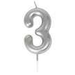 Bougie chiffre 3 argentee 1