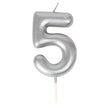 Bougie chiffre 5 argentee 1