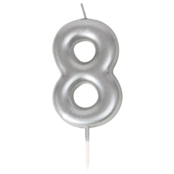 Bougie chiffre 8 argentee 1