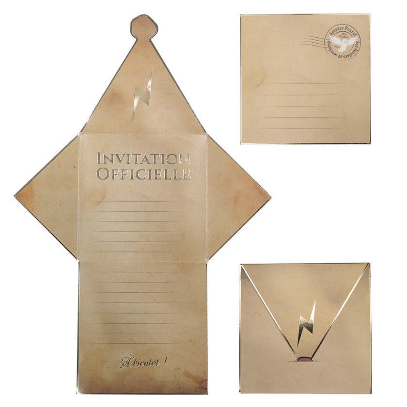 SET DE 8 INVITATIONS ENVELOPPES APPRENTI SORCIER