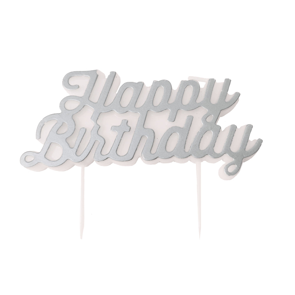 Bougie happy birthday argentee 1