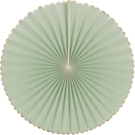 SET DE 3 EVENTAILS VERT SAUGE ET OR