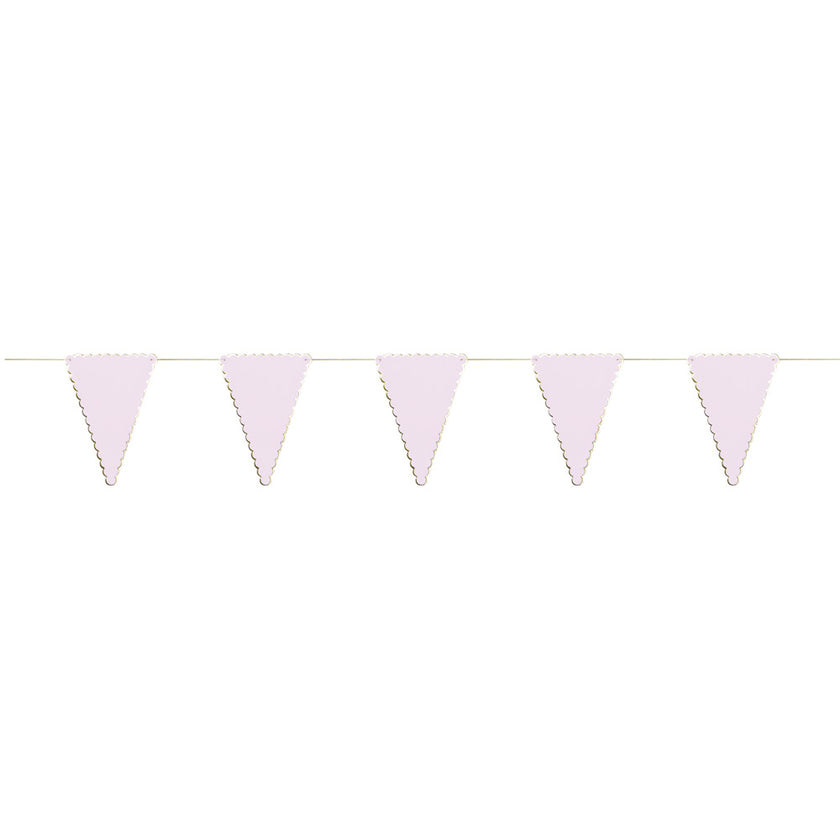 GUIRLANDE FANIONS FESTONNES ROSE PASTEL ET OR 3M