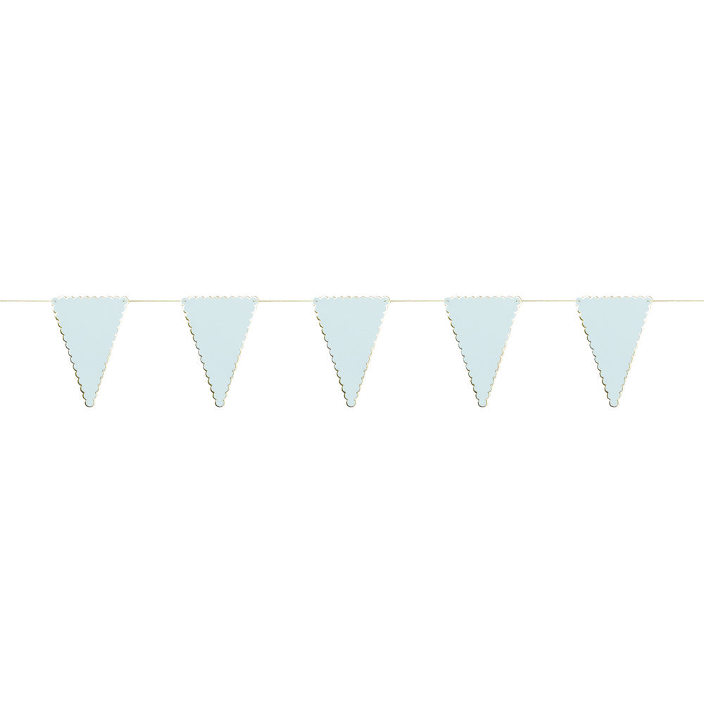 GUIRLANDE FANIONS FESTONNES BLEU PASTEL ET OR 3M