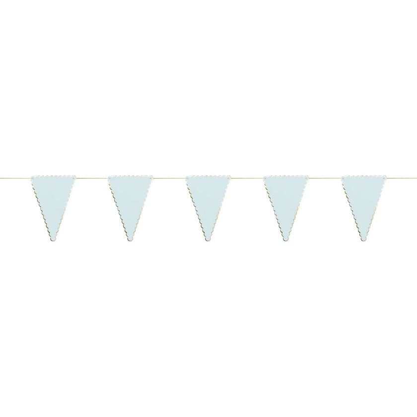 GUIRLANDE FANIONS FESTONNES BLEU PASTEL ET OR 3M