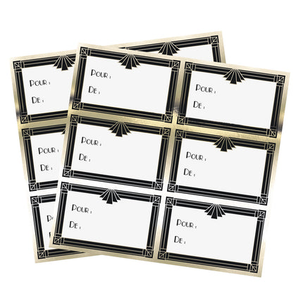 ETIQUETTES CADEAUX ADHESIVES GOLD PARTY X 12
