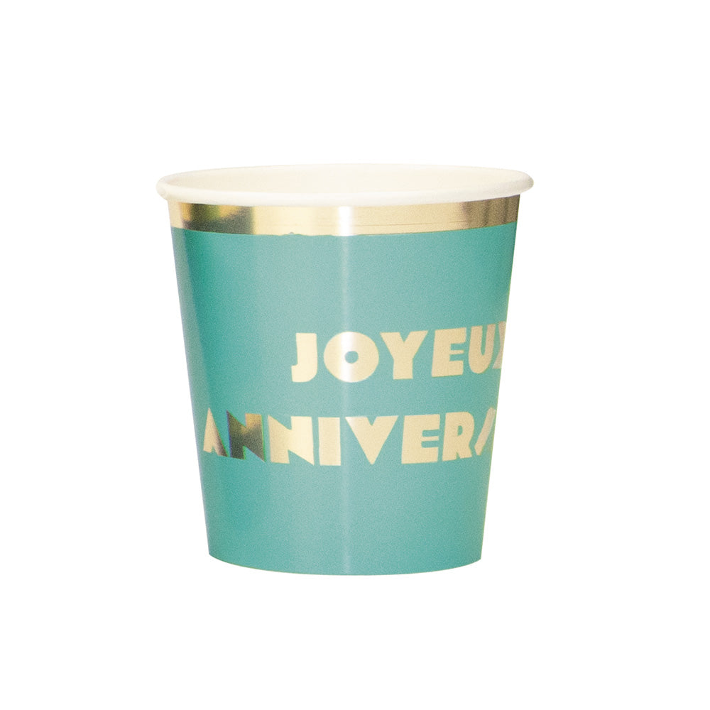 GOBELETS 200ML MULTI JOYEUX ANNIVERSAIRE X 8