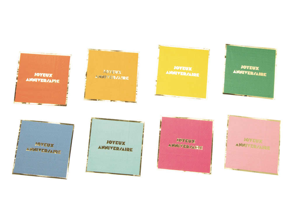 Serviettes multi joyeux anniversaire  x 16