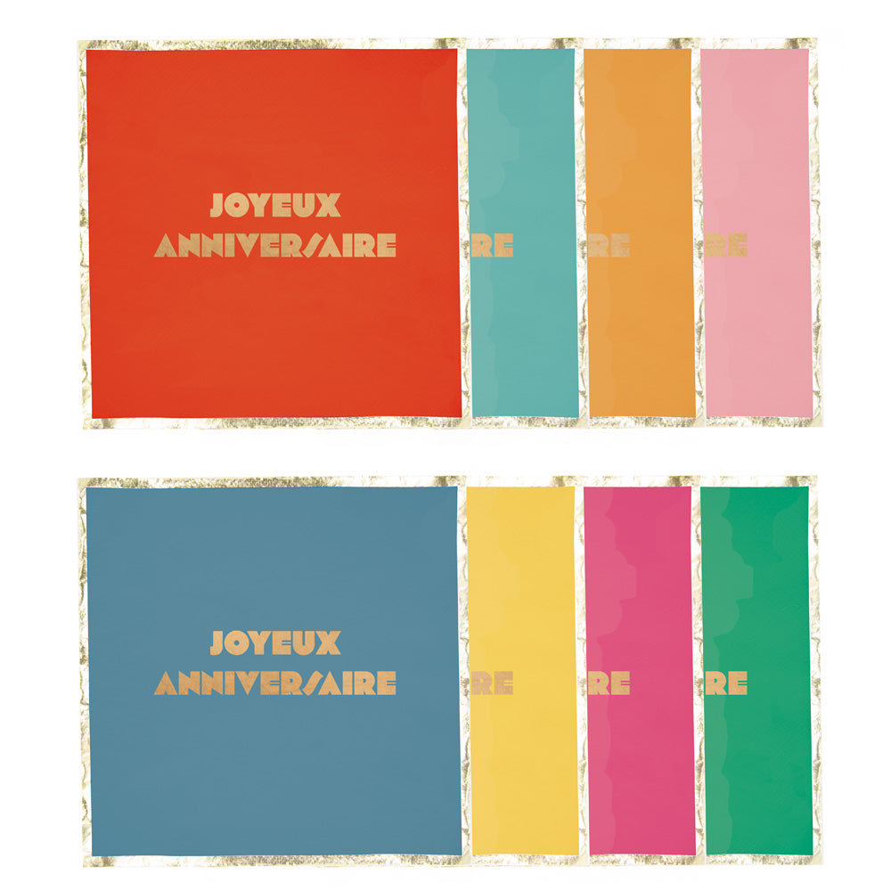 Serviettes multi joyeux anniversaire  x 16