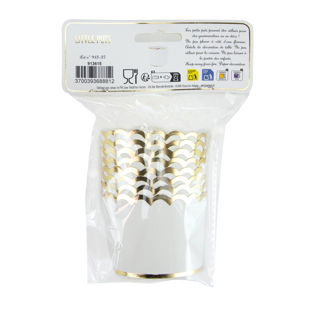PETITS POTS BLANCS ET OR X 8