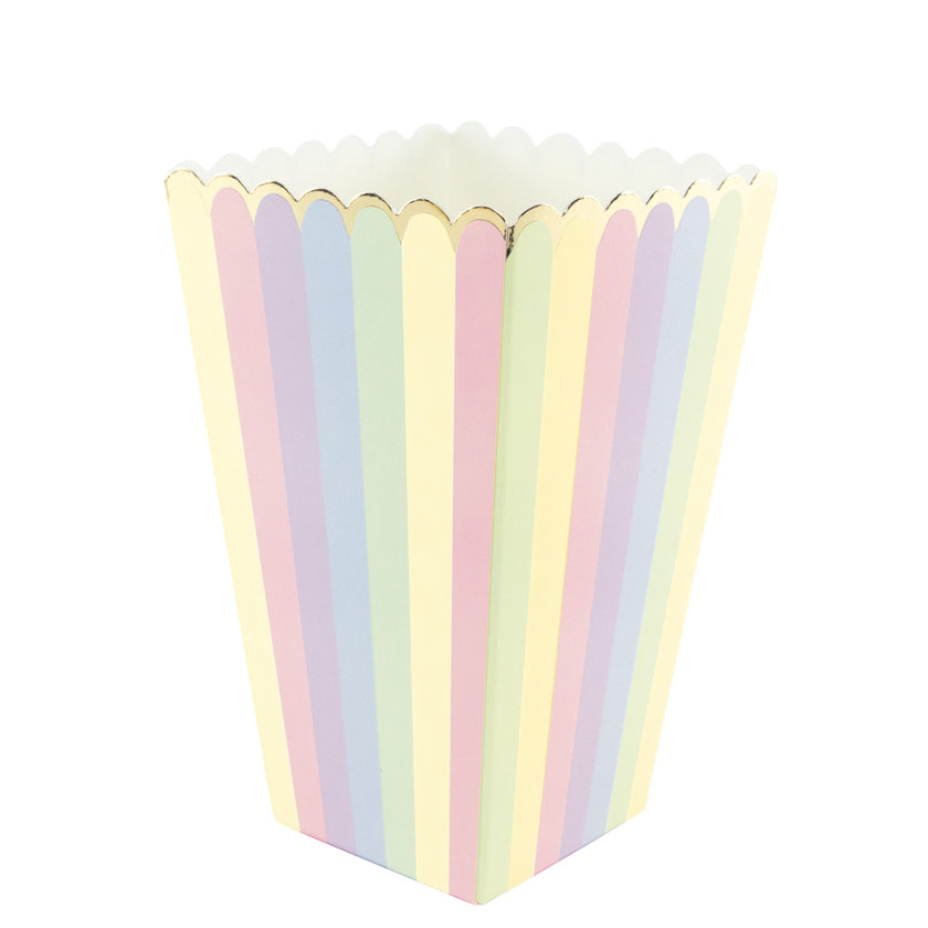 BOITES A POP-CORN ARC EN CIEL ET OR X 8
