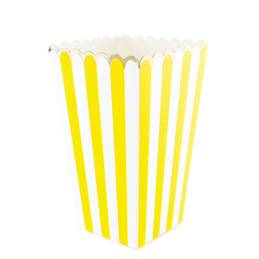 BOITES A POP-CORN JAUNE BLANC ET OR X 8