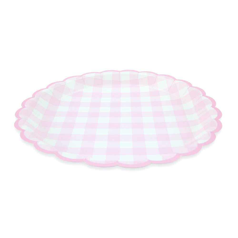 ASSIETTES FESTONNEES VICHY ROSE 23CM X 8