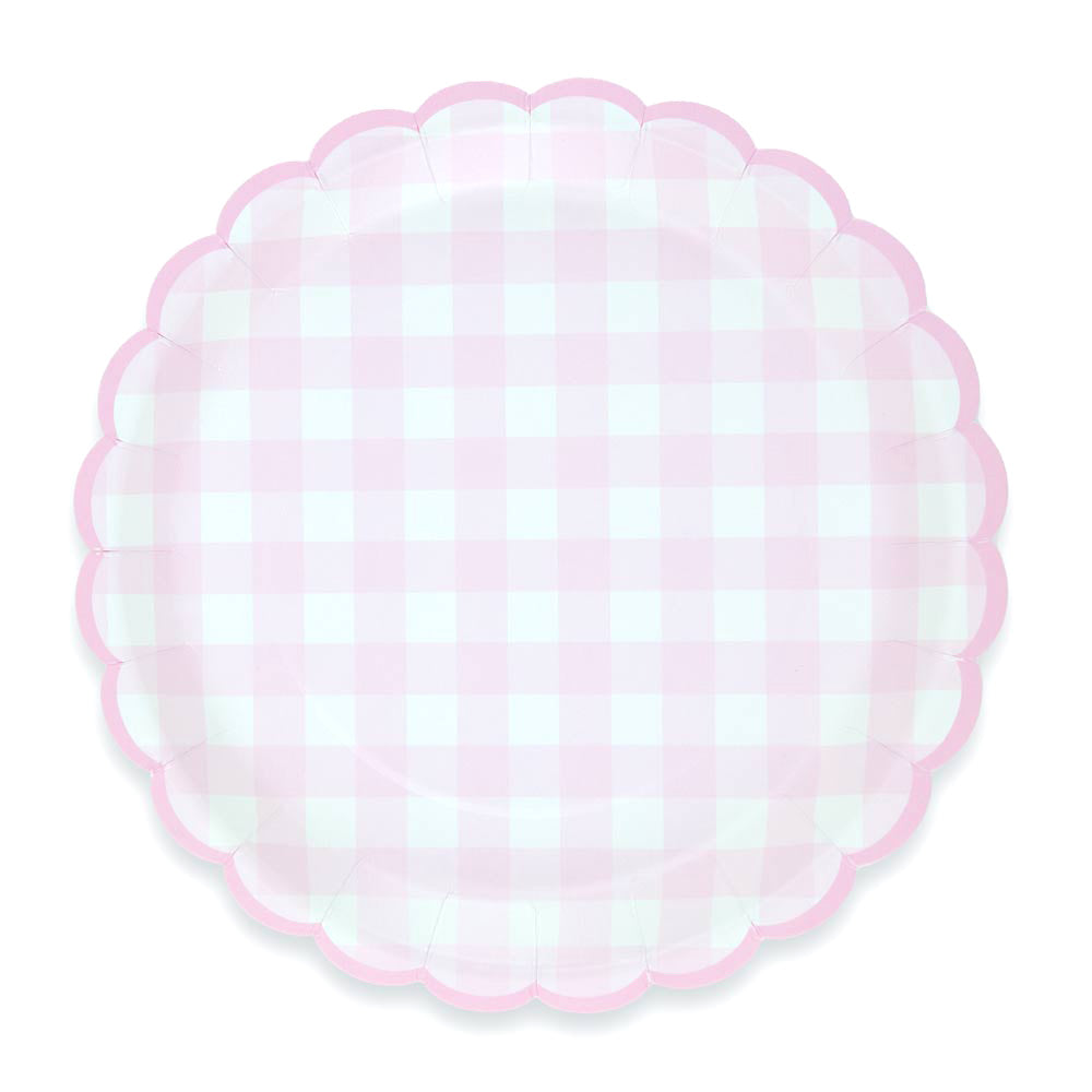 ASSIETTES FESTONNEES VICHY ROSE 23CM X 8