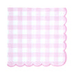SERVIETTES FESTONNEES 33X33CM VICHY ROSE X 16