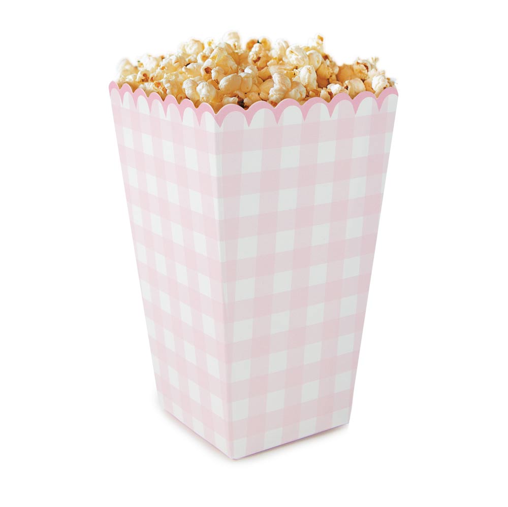 BOITES A POP-CORN VICHY ROSE X 8