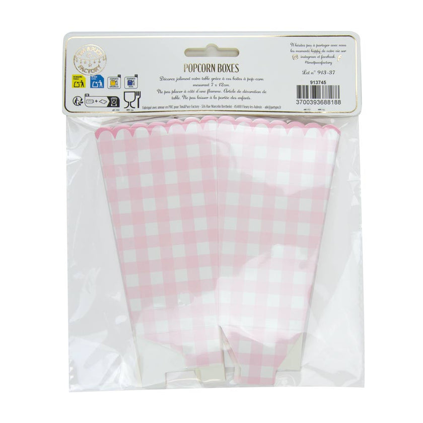 BOITES A POP-CORN VICHY ROSE X 8