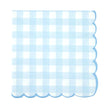 SERVIETTES FESTONNEES 33X33CM VICHY BLEU X 16