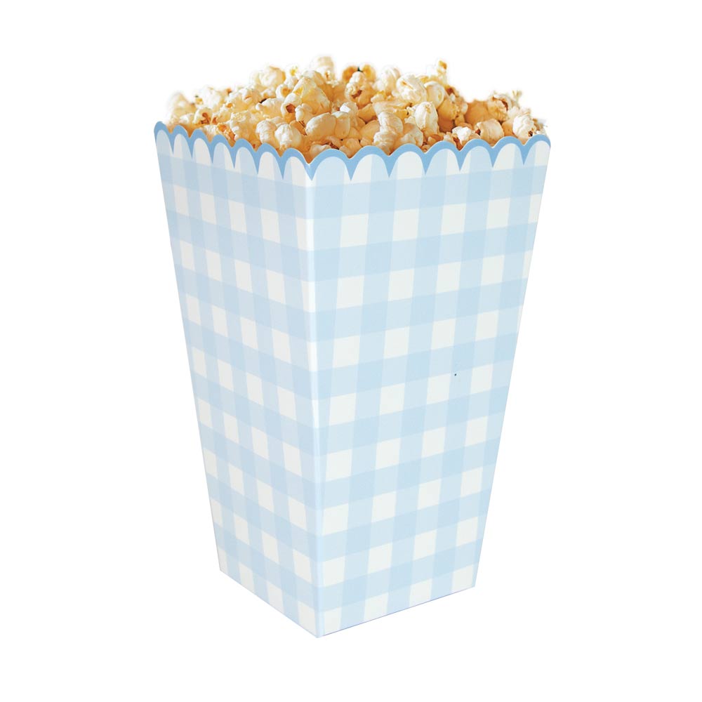 BOITES A POP-CORN VICHY BLEU X 8