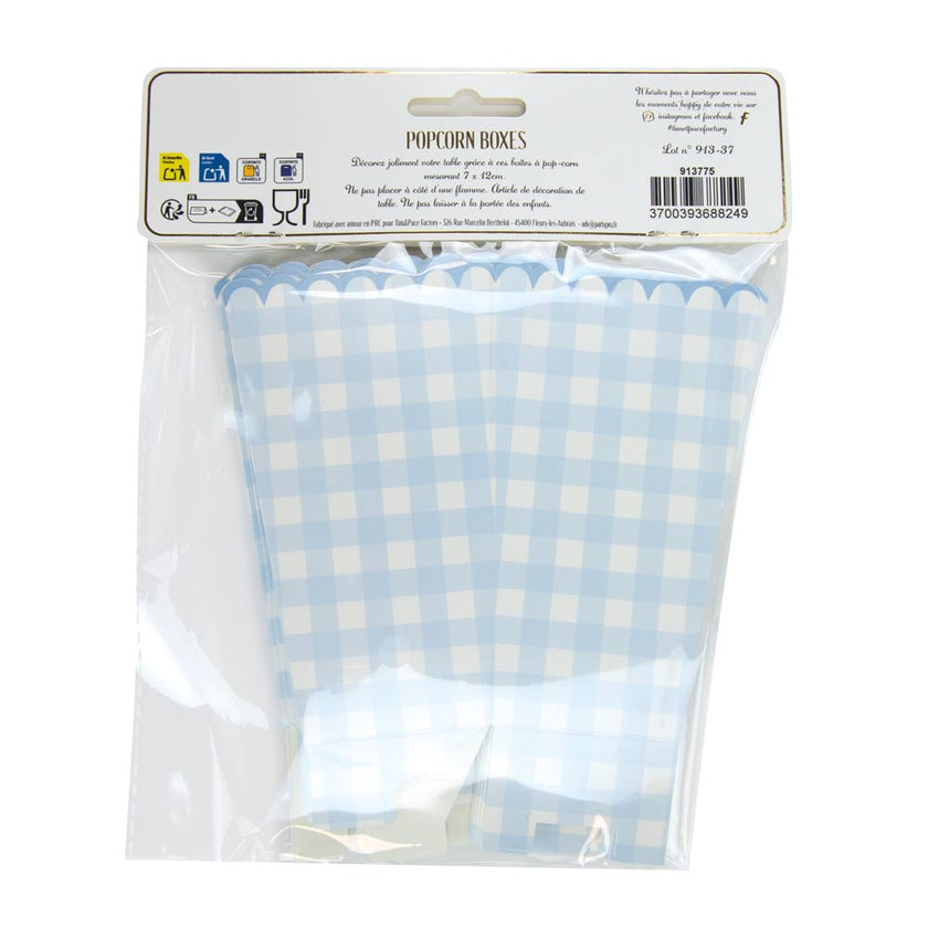 BOITES A POP-CORN VICHY BLEU X 8