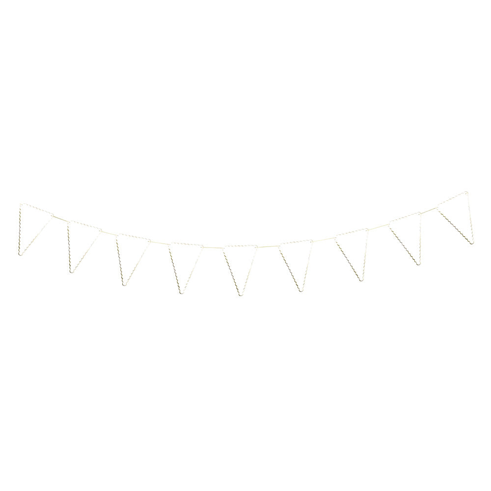 GUIRLANDE FANIONS FESTONNES BLANCHE ET OR 3M