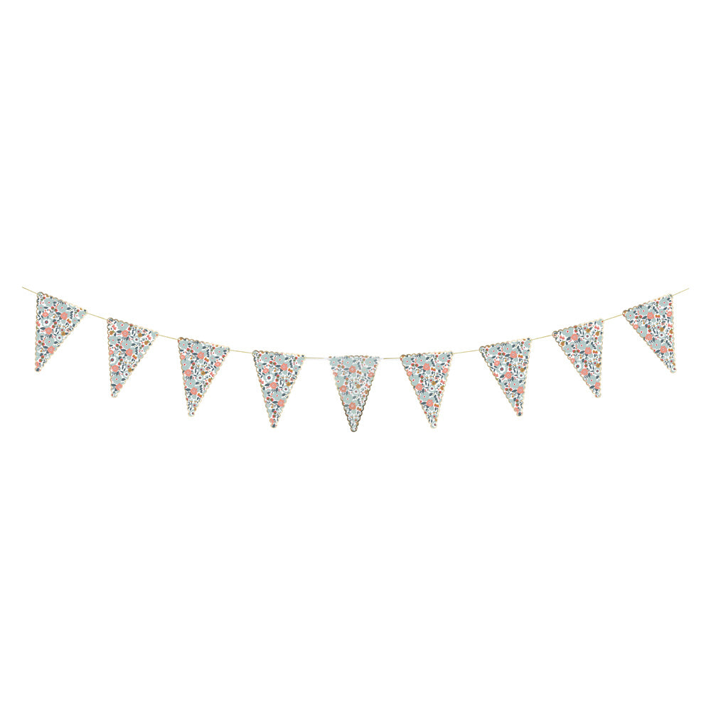 GUIRLANDE FANIONS FLEURS ET OR 3M