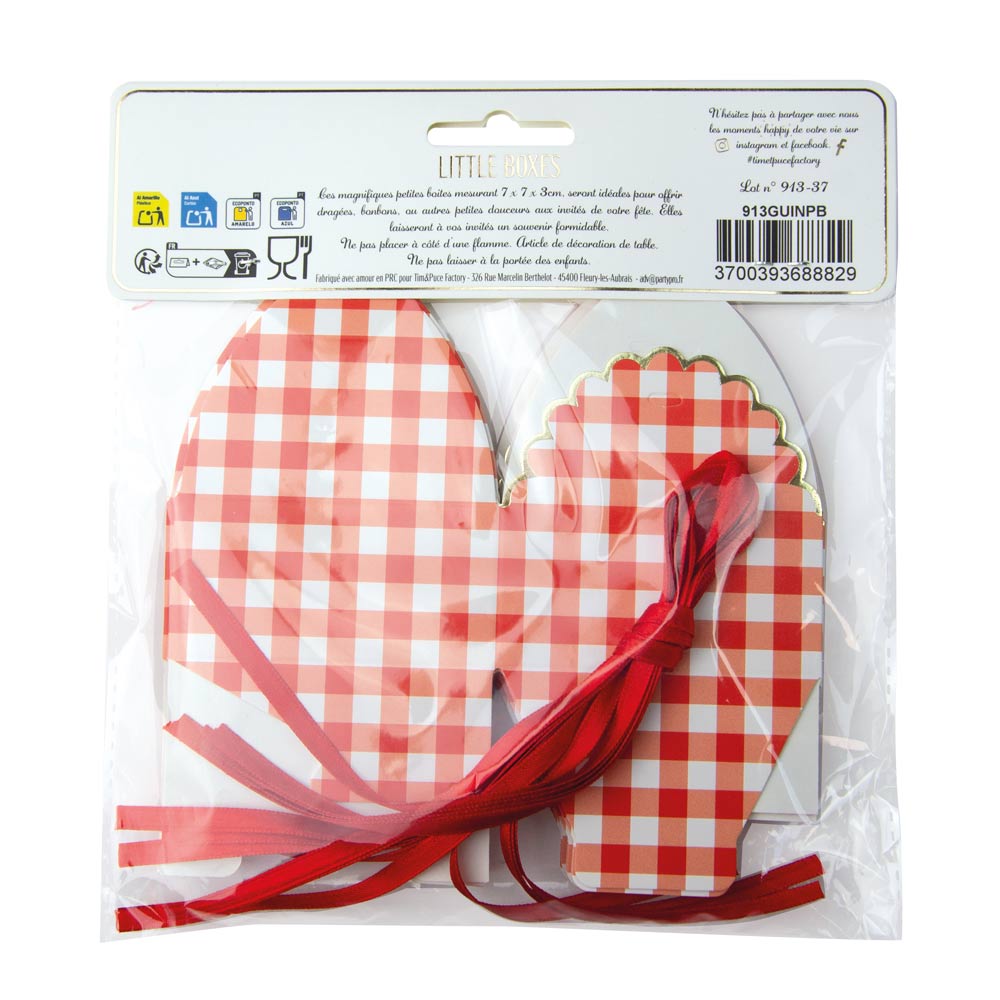 PETITES BOITES A FESTONS VICHY GUINGUETTE X 8