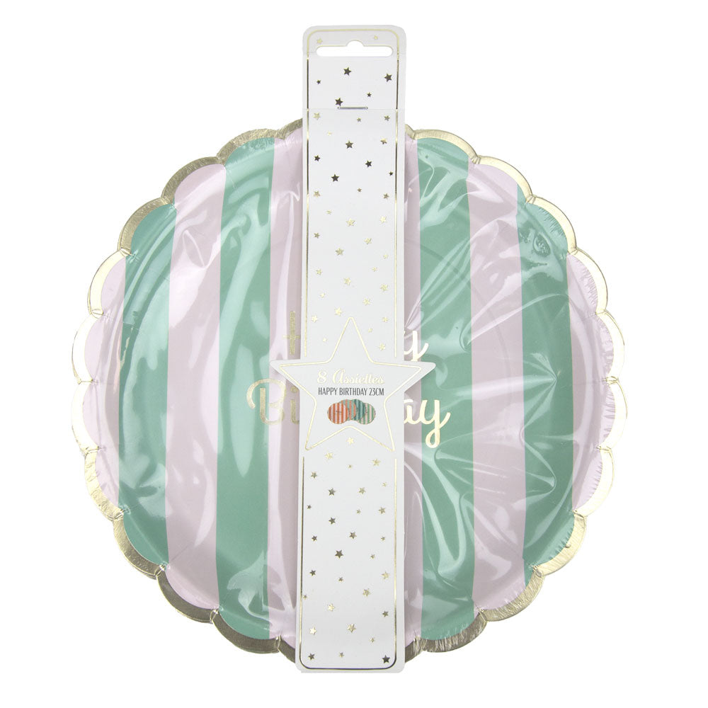 Assiettes festonnees 23cm happy birthday x 8 3