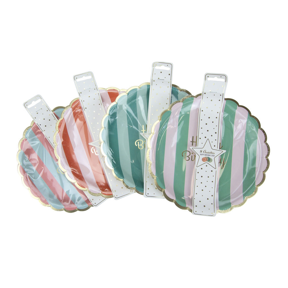 Assiettes festonnees 23cm happy birthday x 8 5