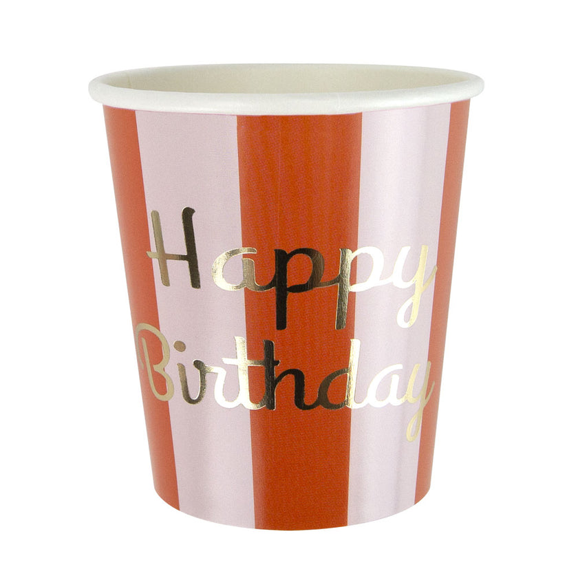 Gobelets festonnes 200ml happy birthday x 8 2
