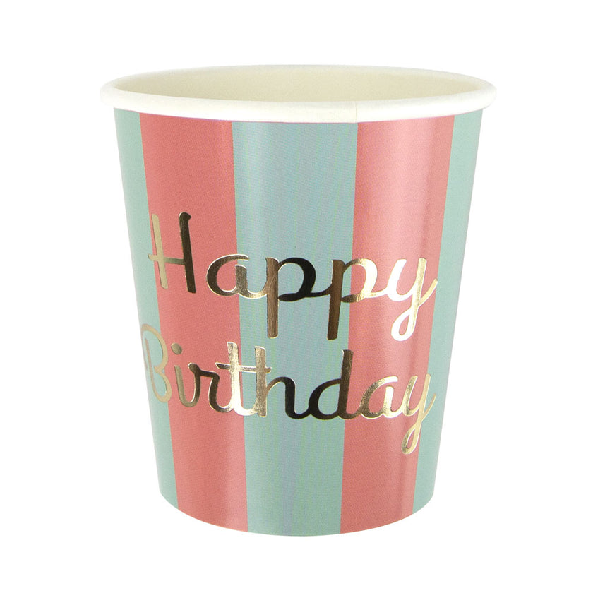 Gobelets festonnes 200ml happy birthday x 8 3