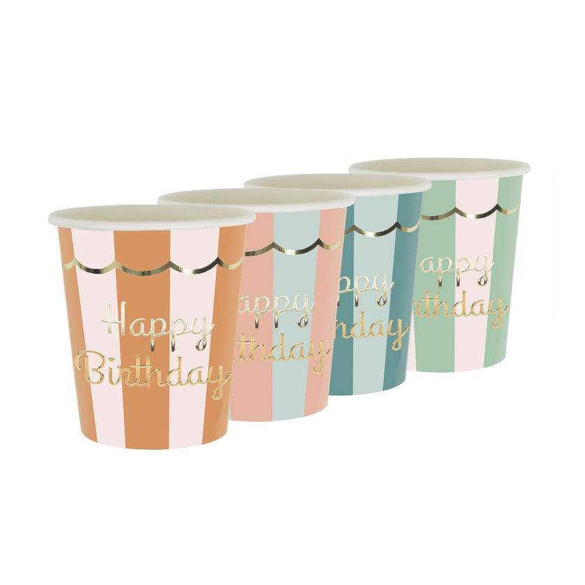 Gobelets festonnes 200ml happy birthday x 8 1