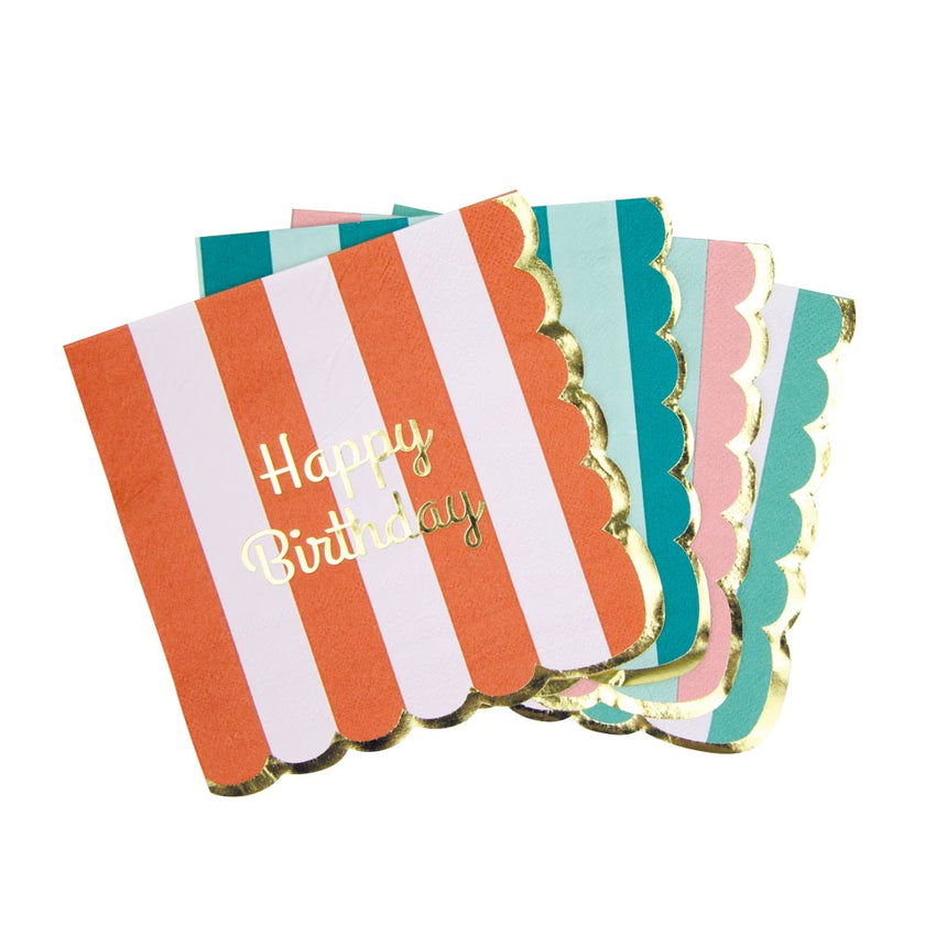 Serviettes festonnees 33x33cm happy birthday x 16 2