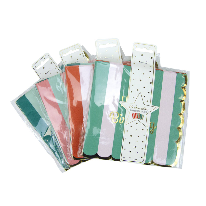 Serviettes festonnees 33x33cm happy birthday x 16 4