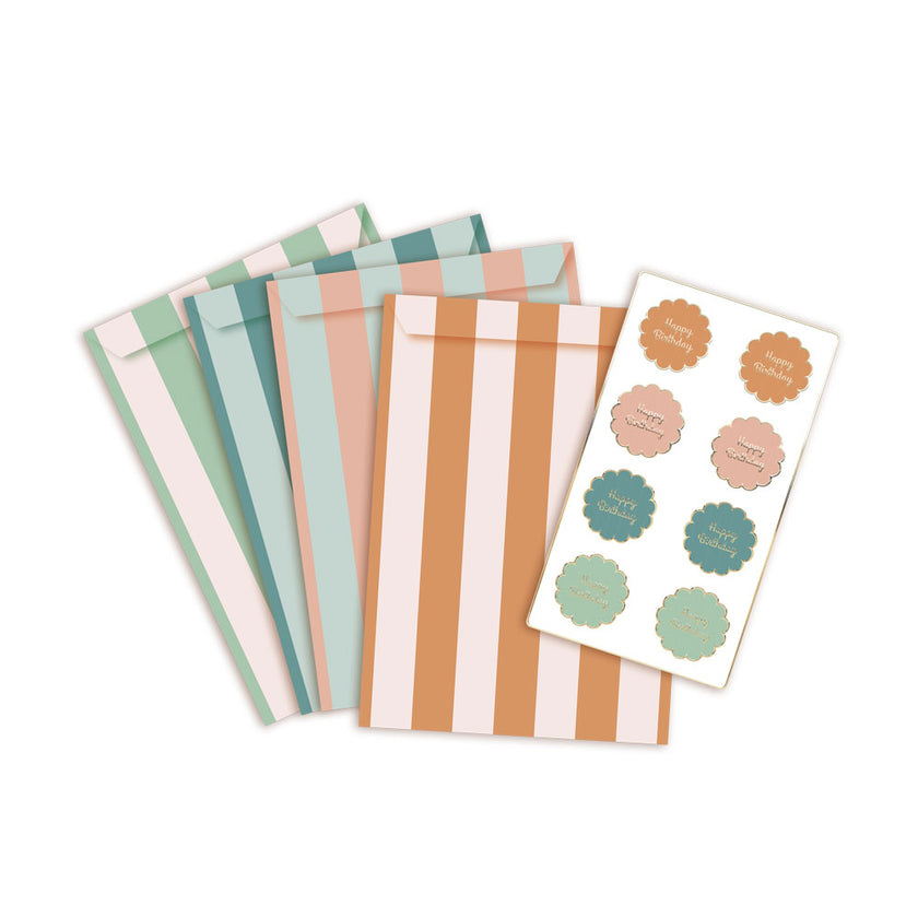 Pochettes papier happy birthday multicolore x 8pcs 1