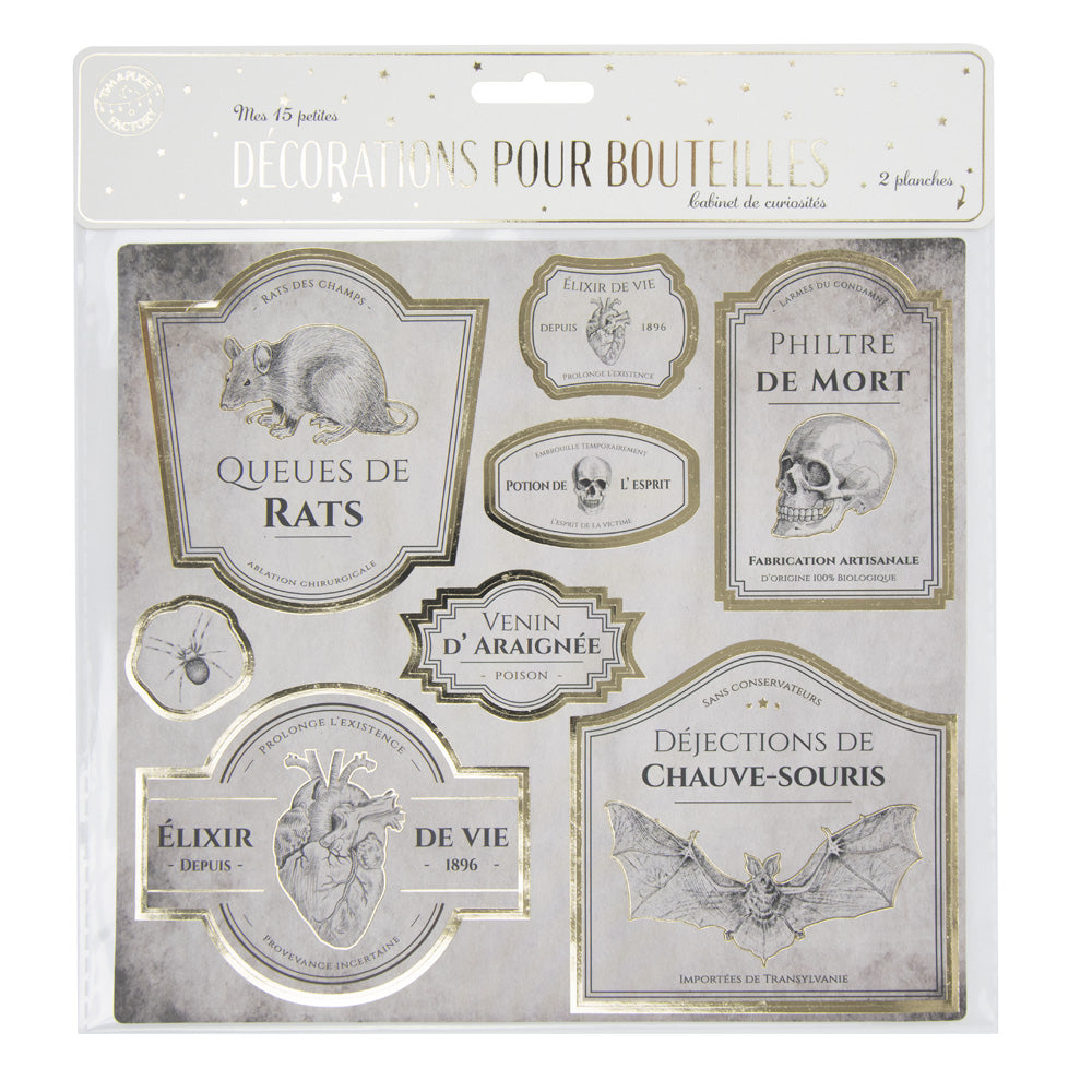 DECORATIONS POUR BOUTEILLES CABINET DE CURIOSITES X 15PCS