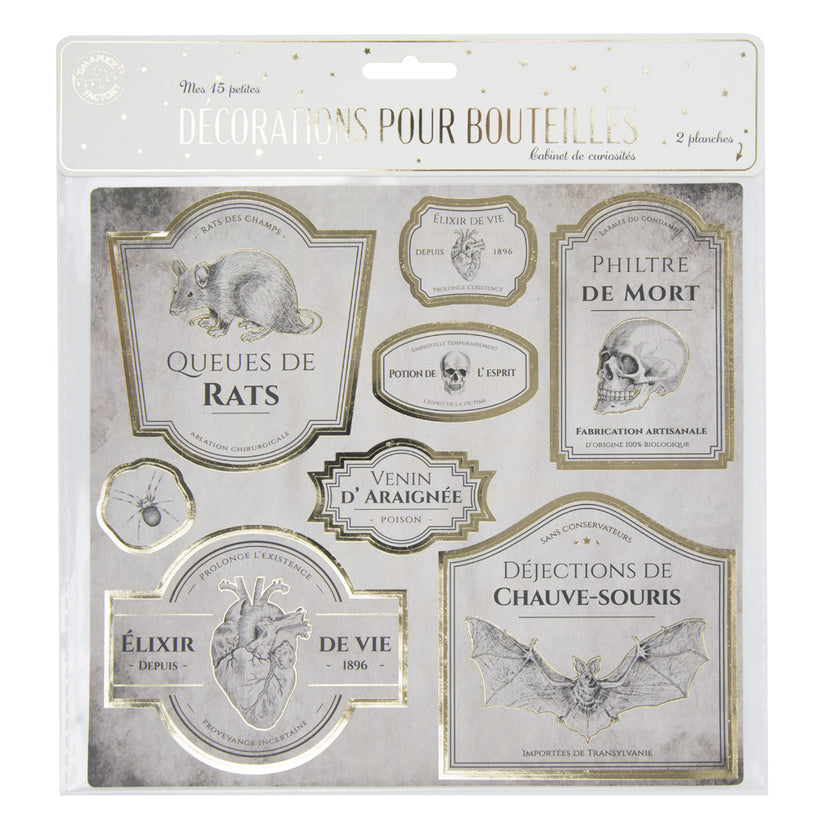 DECORATIONS POUR BOUTEILLES CABINET DE CURIOSITES X 15PCS