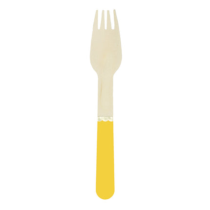 PETITES FOURCHETTES EN BOIS JAUNE CURRY X 8