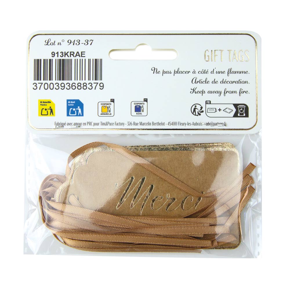ETIQUETTES CADEAUX KRAFT X 10