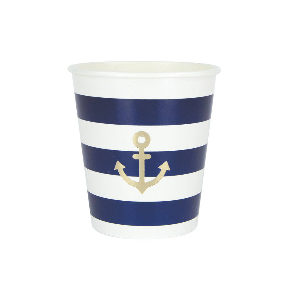 GOBELETS FESTONNES 200ML MARINIERE ET OR X 8